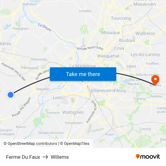Ferme Du Faux to Willems map