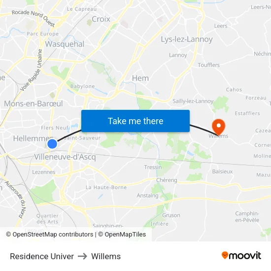 Residence Univer to Willems map