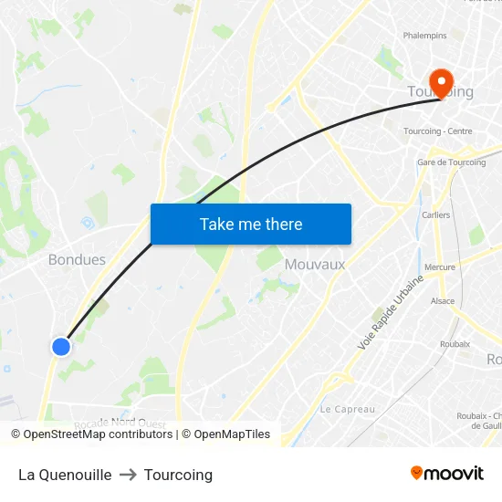 La Quenouille to Tourcoing map