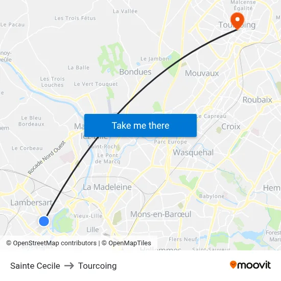 Sainte Cecile to Tourcoing map