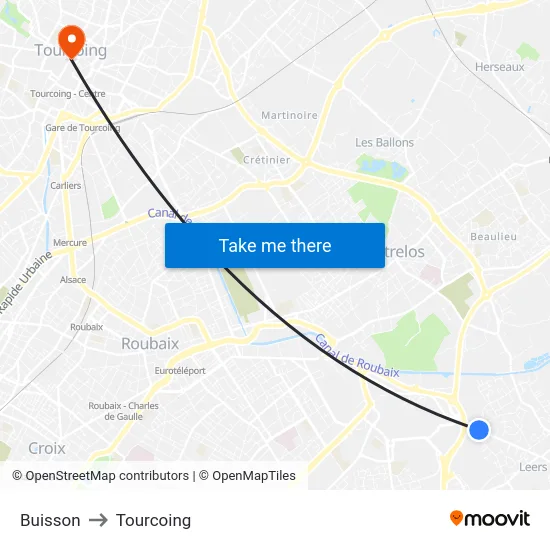 Buisson to Tourcoing map