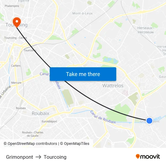 Grimonpont to Tourcoing map