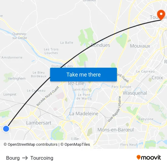 Bourg to Tourcoing map