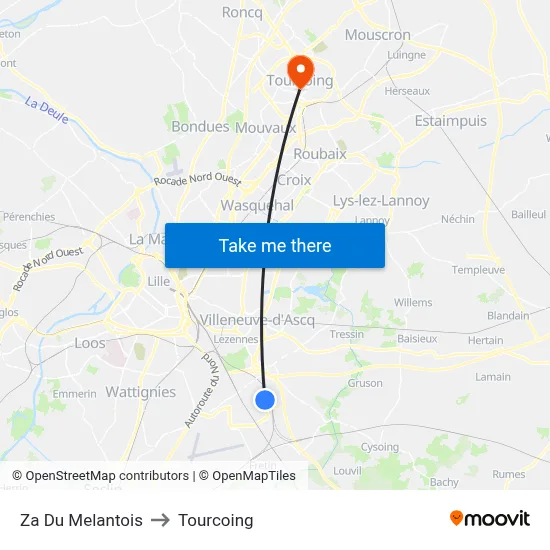 Za Du Melantois to Tourcoing map