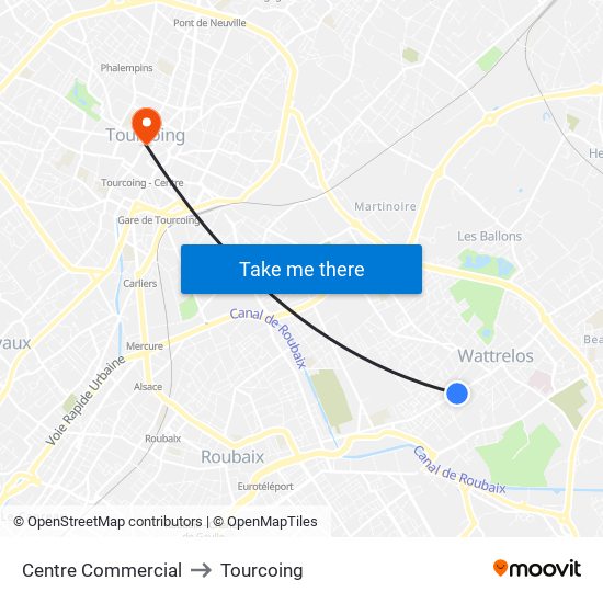 Centre Commercial to Tourcoing map