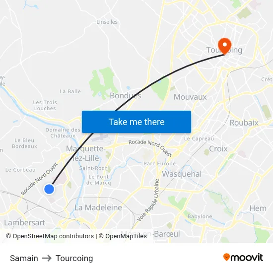 Samain to Tourcoing map