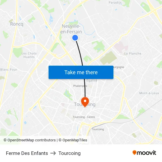 Ferme Des Enfants to Tourcoing map