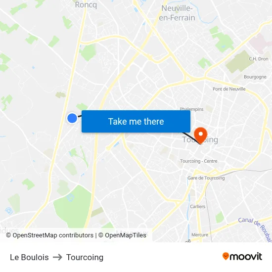 Le Boulois to Tourcoing map