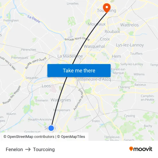 Fenelon to Tourcoing map