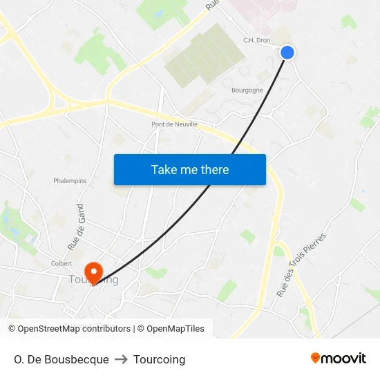 O. De Bousbecque to Tourcoing map