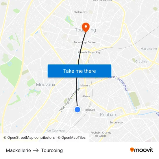 Mackellerie to Tourcoing map
