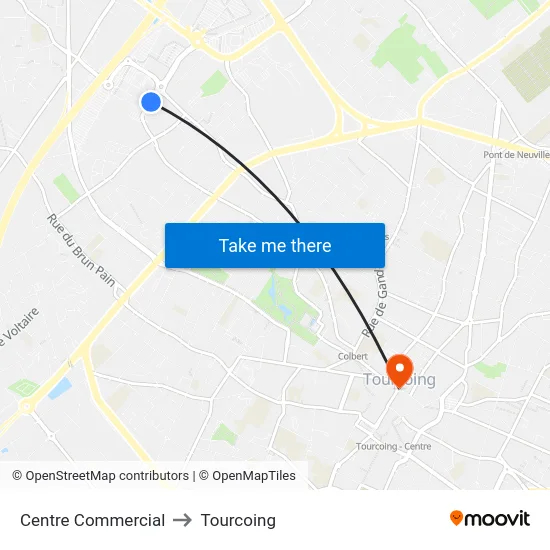 Centre Commercial to Tourcoing map