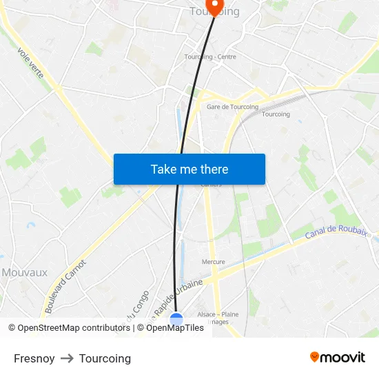 Fresnoy to Tourcoing map