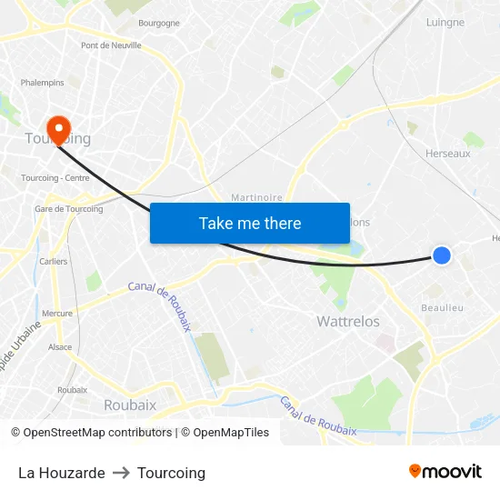 La Houzarde to Tourcoing map