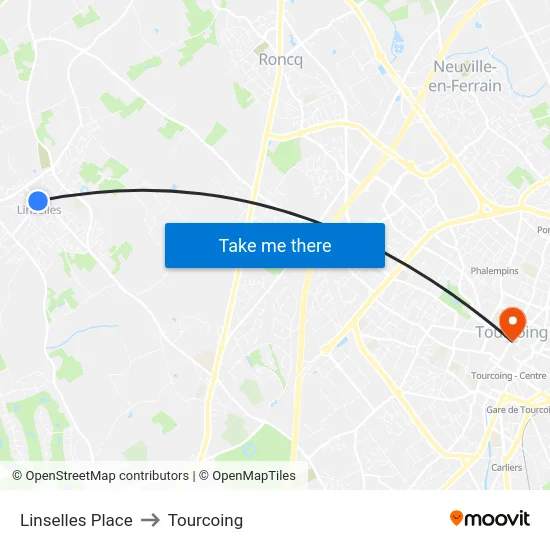 Linselles Place to Tourcoing map