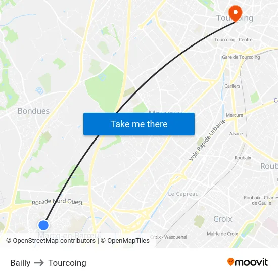 Bailly to Tourcoing map