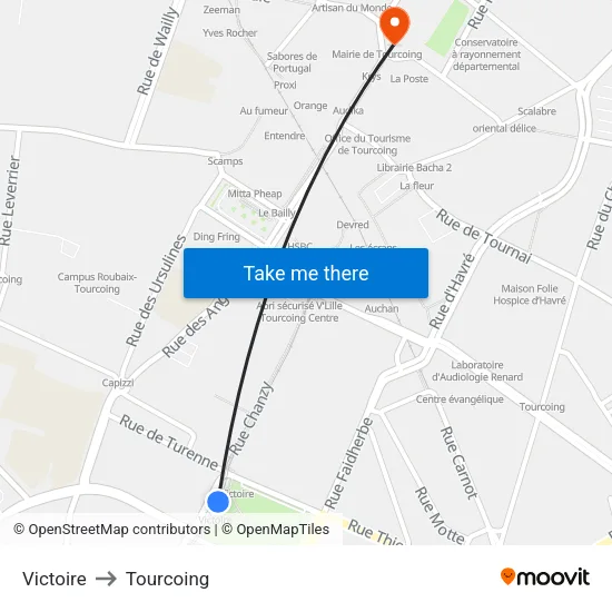 Victoire to Tourcoing map