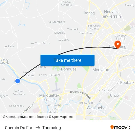 Chemin Du Fort to Tourcoing map