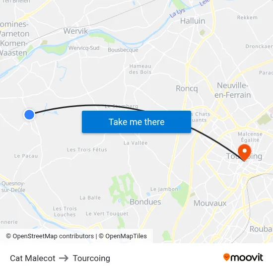 Cat Malecot to Tourcoing map
