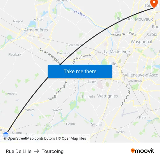 Rue De Lille to Tourcoing map