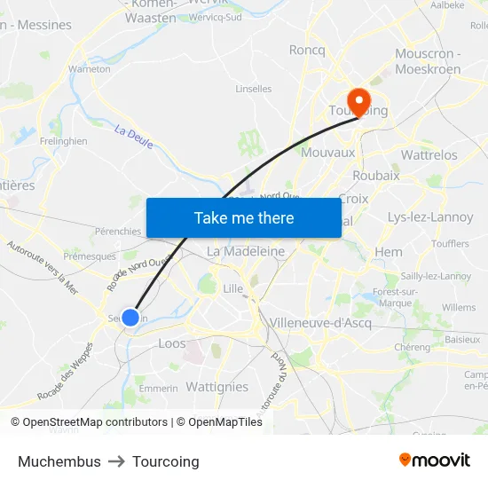 Muchembus to Tourcoing map