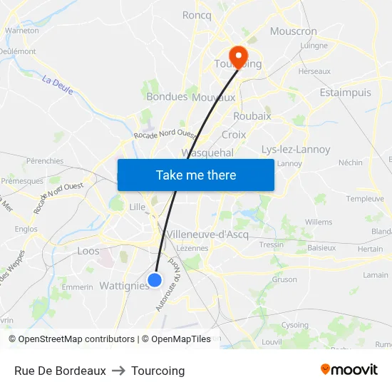 Rue De Bordeaux to Tourcoing map