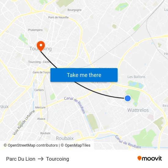 Parc Du Lion to Tourcoing map