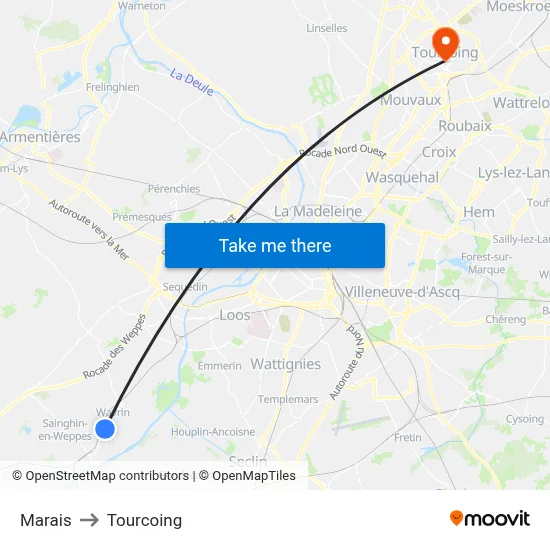 Marais to Tourcoing map