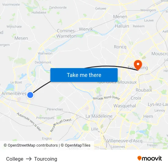 College to Tourcoing map