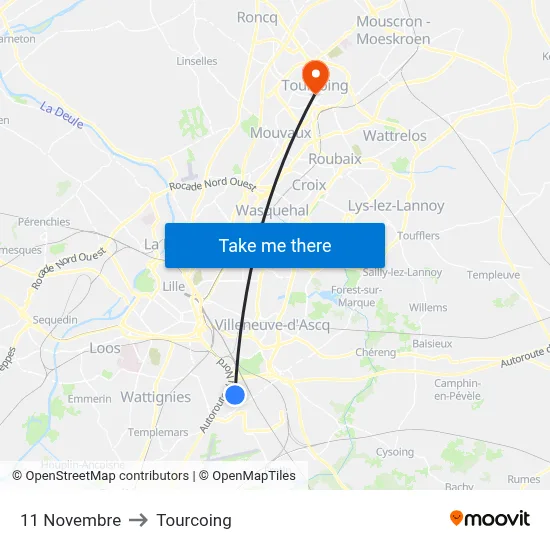 11 Novembre to Tourcoing map