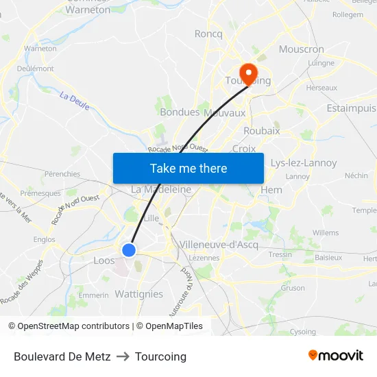 Boulevard De Metz to Tourcoing map