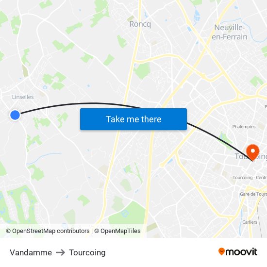Vandamme to Tourcoing map