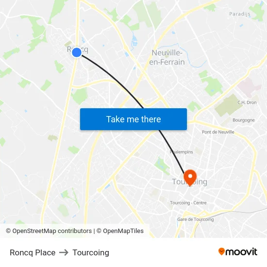 Roncq Place to Tourcoing map