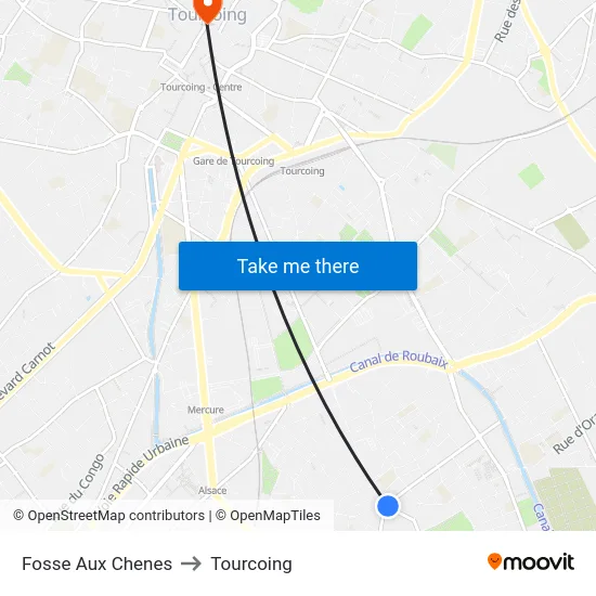 Fosse Aux Chenes to Tourcoing map