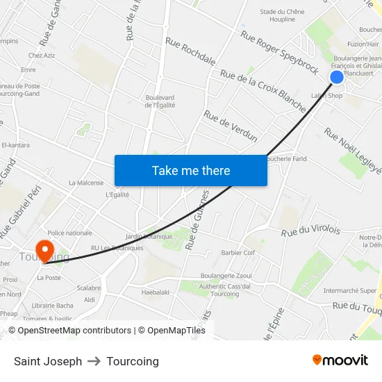 Saint Joseph to Tourcoing map