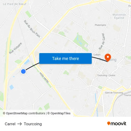 Carrel to Tourcoing map