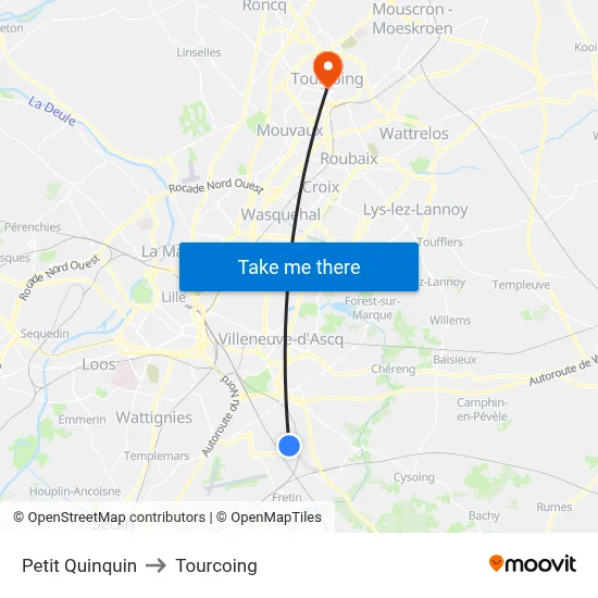 Petit Quinquin to Tourcoing map