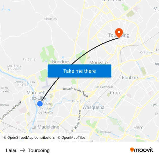 Lalau to Tourcoing map