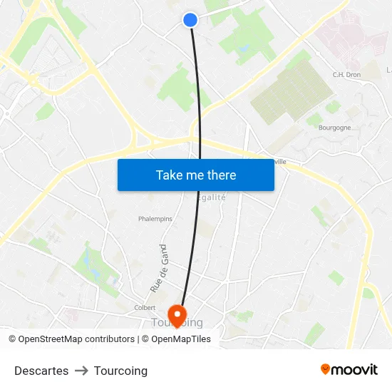 Descartes to Tourcoing map