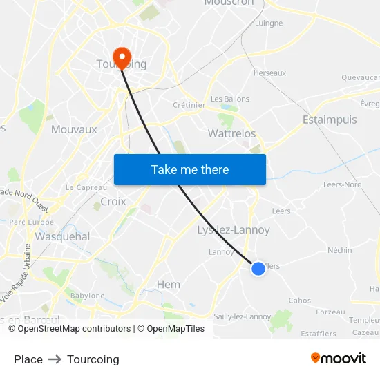 Place to Tourcoing map