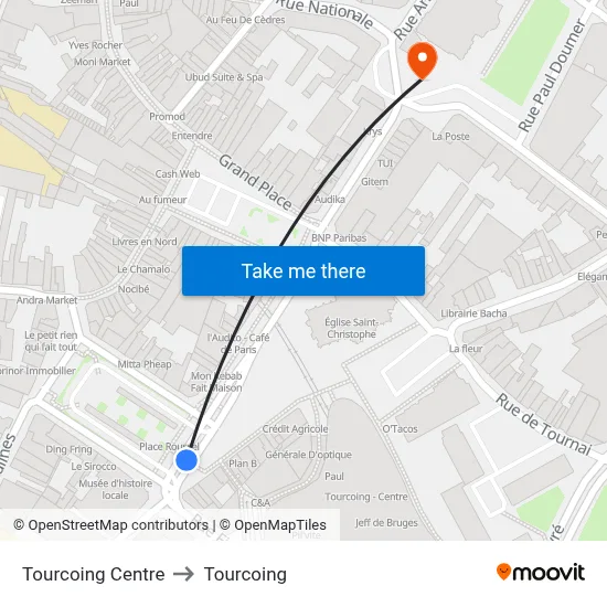 Tourcoing Centre to Tourcoing map