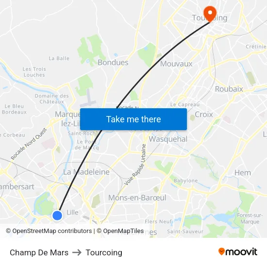 Champ De Mars to Tourcoing map