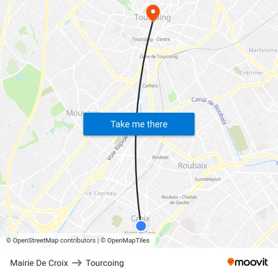 Mairie De Croix to Tourcoing map