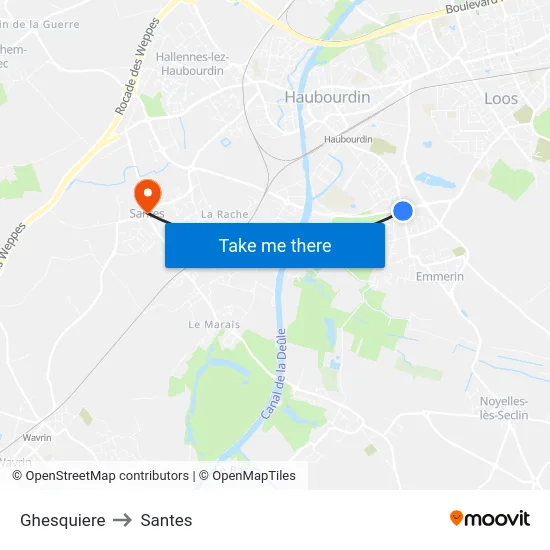 Ghesquiere to Santes map