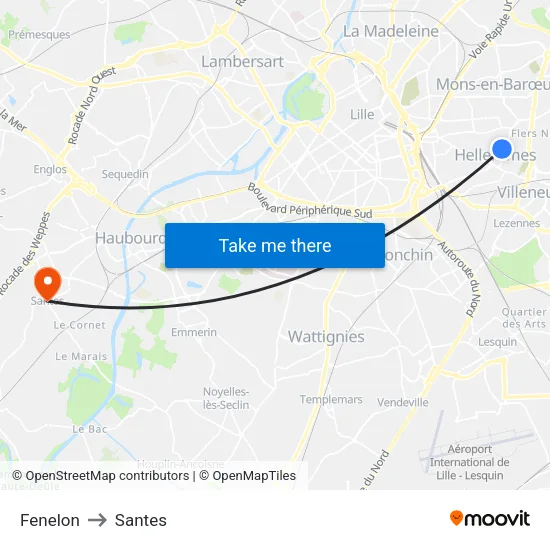 Fenelon to Santes map