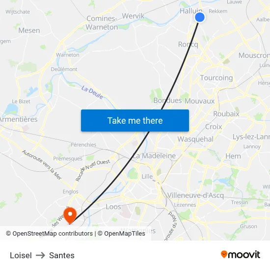 Loisel to Santes map