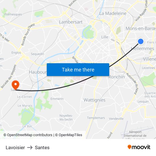 Lavoisier to Santes map