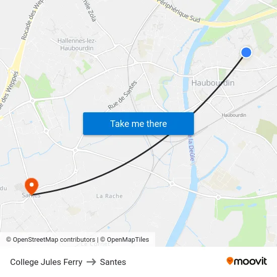 College Jules Ferry to Santes map