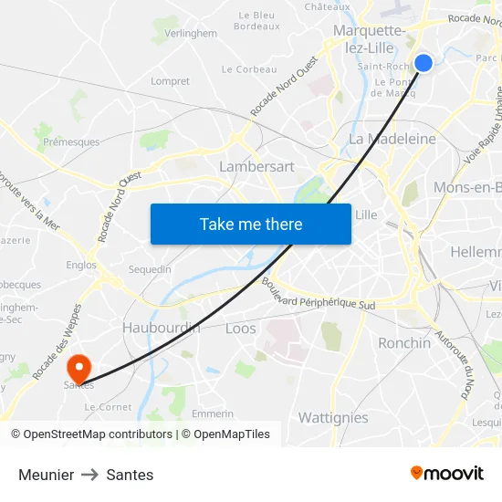 Meunier to Santes map