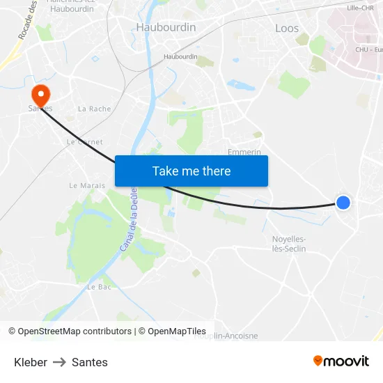 Kleber to Santes map